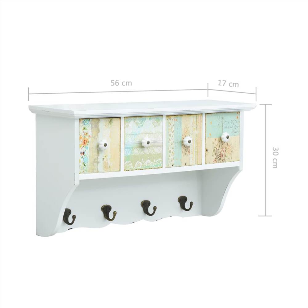 Wall Mounted Coat Rack White 56x17x30 cm MDF