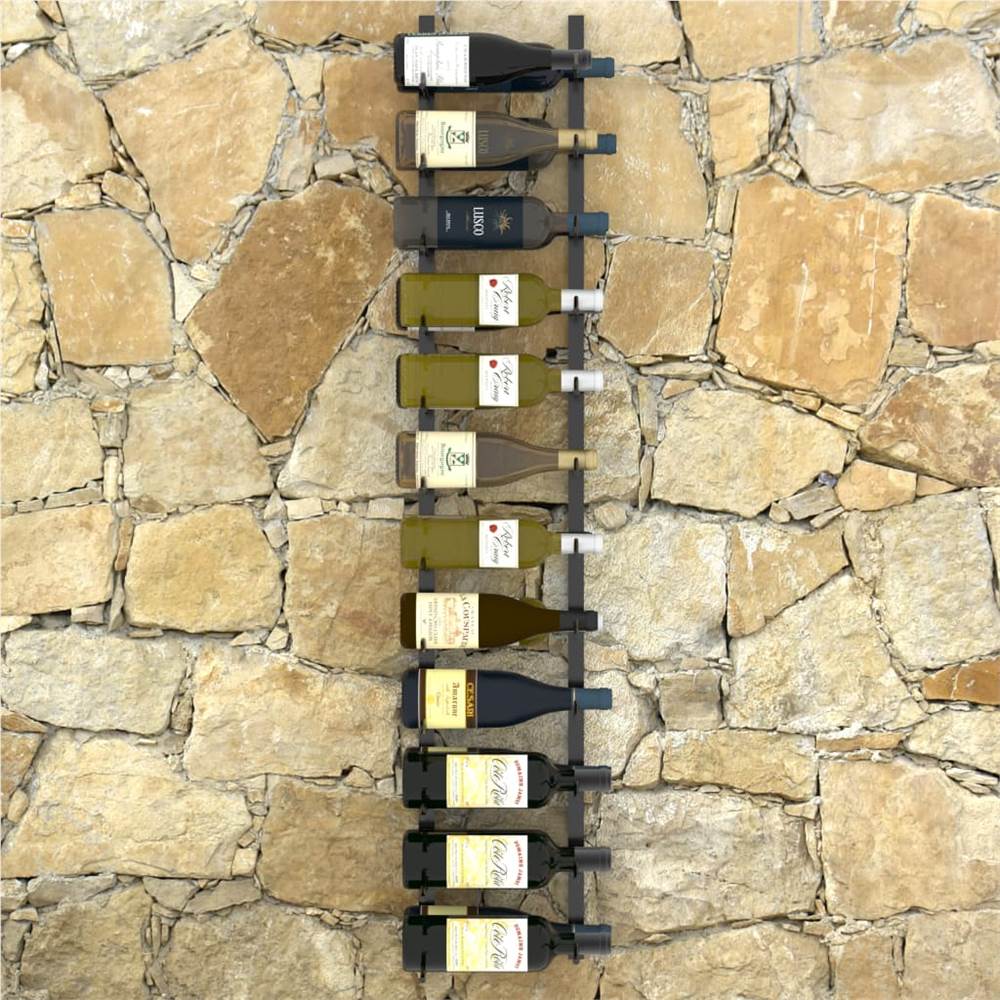 Wallmounted Wine Rack for 24 Bottles Black Iron