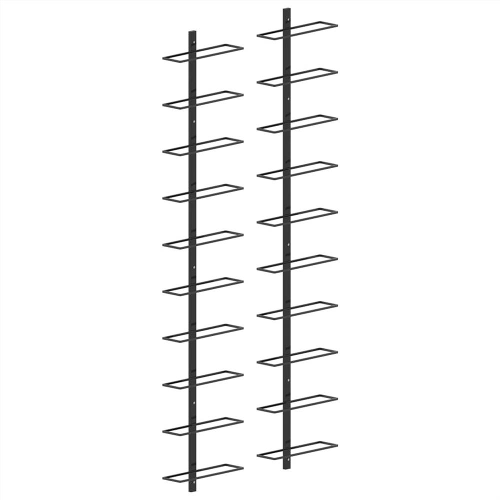 

Wall-mounted Wine Racks for 20 Bottles 2 pcs Black Metal