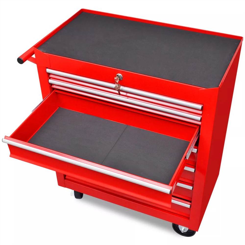 Workshop Tool Trolley 7 Drawers Red 10 Workshop Tool Trolley 7 Drawers Red