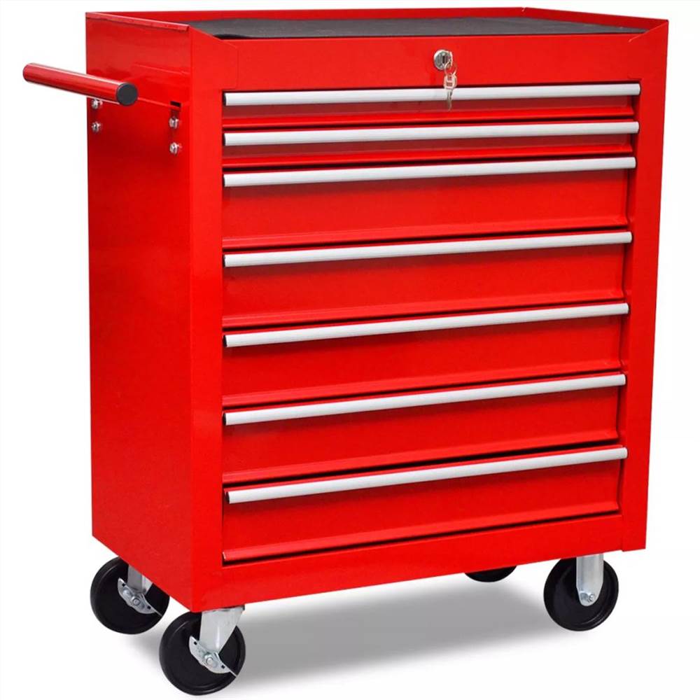 Workshop Tool Trolley 7 Drawers Red 12 Workshop Tool Trolley 7 Drawers Red