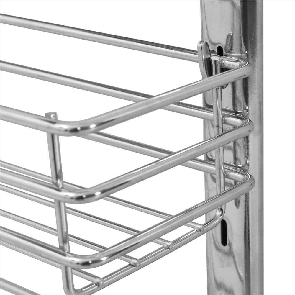 3-Tier Pull-out Kitchen Wire Basket Silver 47x15x56 cm