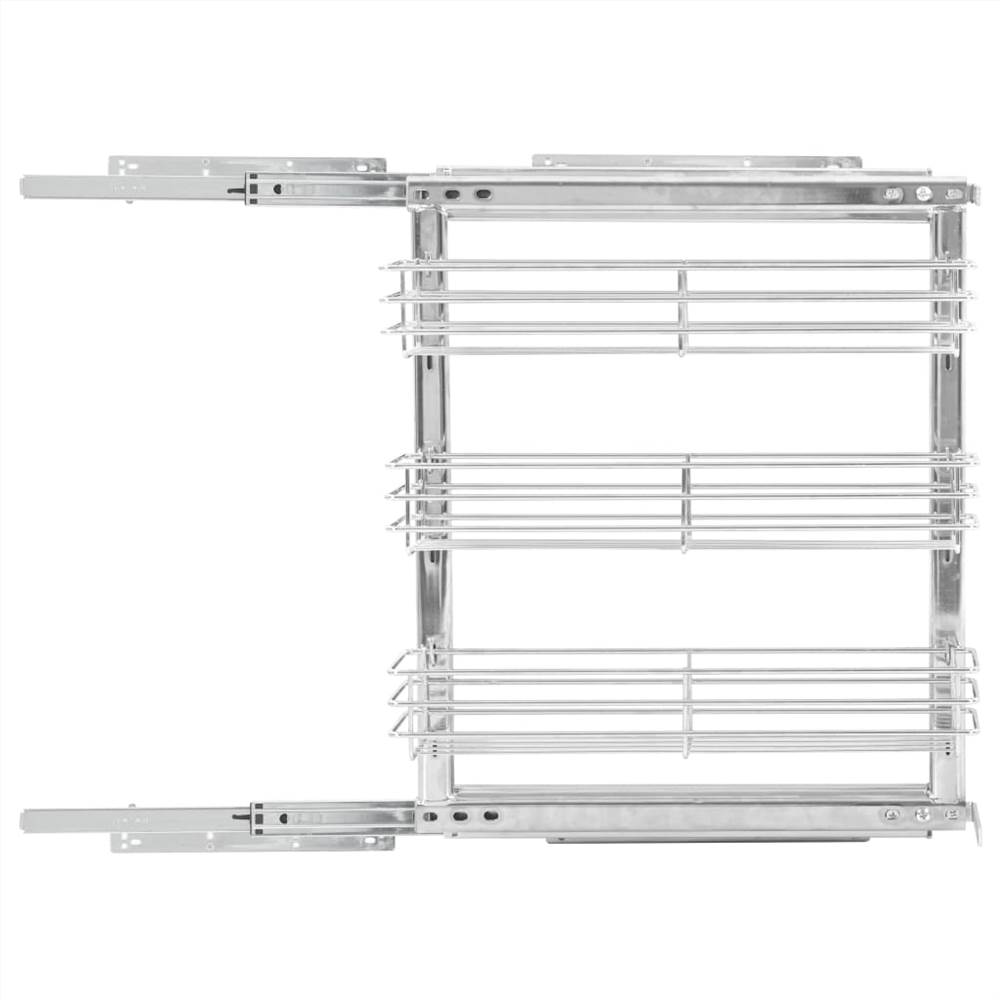 3-Tier Pull-out Kitchen Wire Basket Silver 47x15x56 cm
