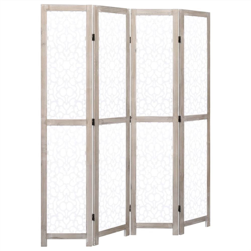 4-Panel Room Divider White 140x165 cm Solid Wood