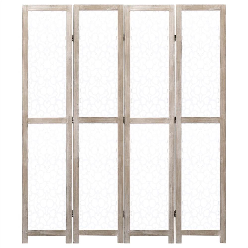 4-Panel Room Divider White 140x165 cm Solid Wood