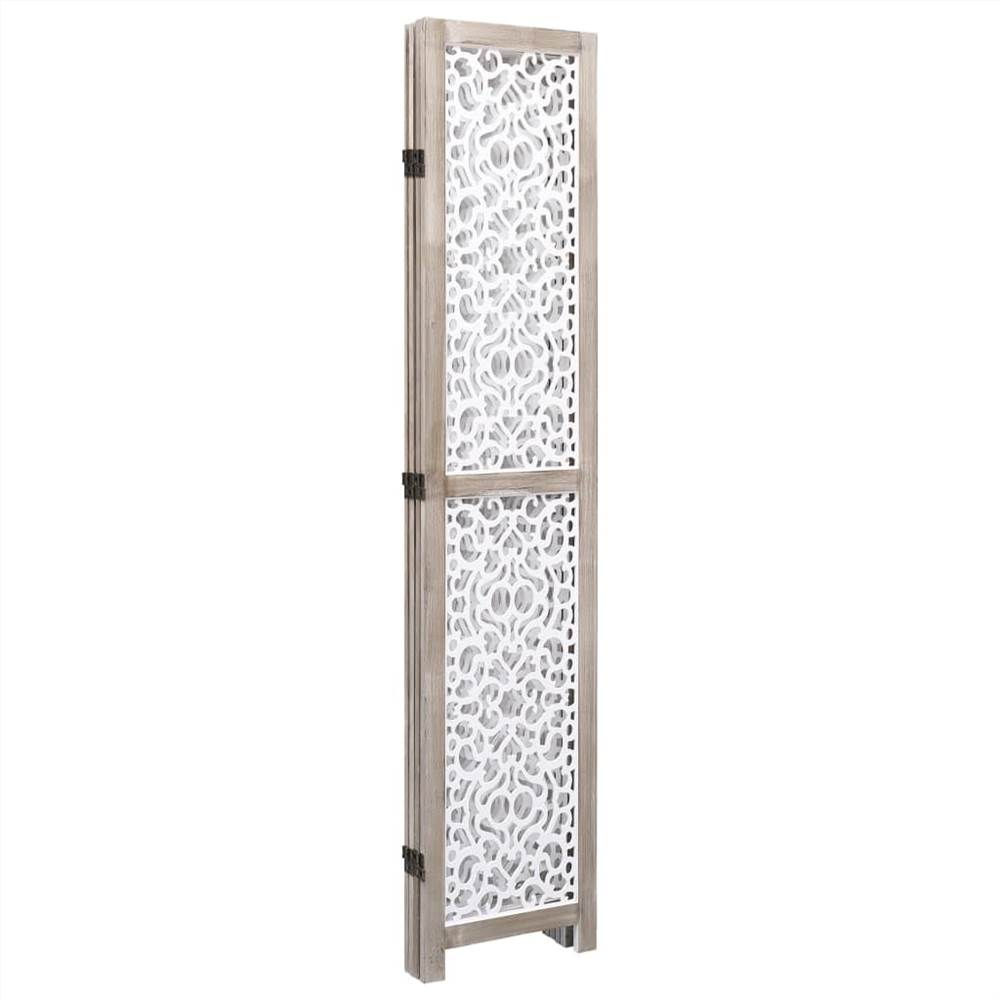 4-Panel Room Divider White 140x165 cm Solid Wood