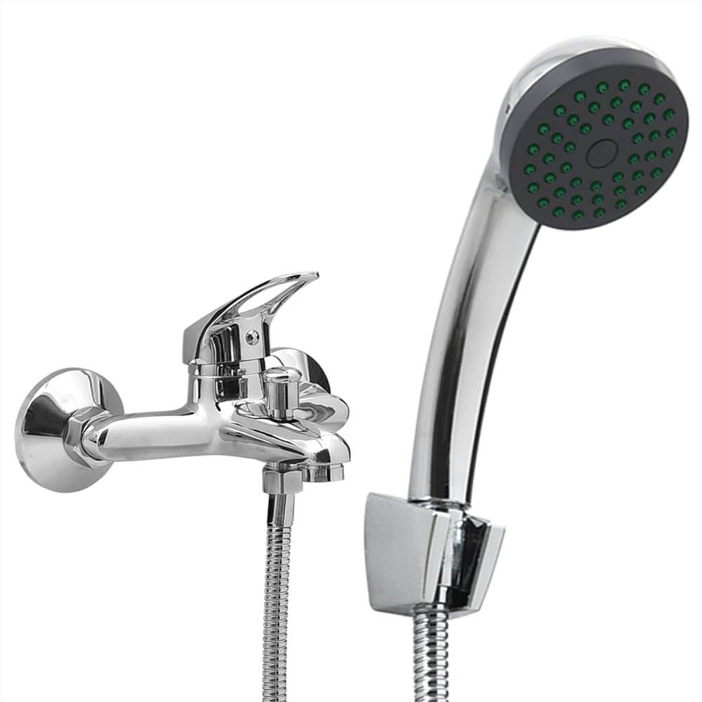 Bathtub Shower Mixer with Hand Shower and Hose Tap Set Chrome