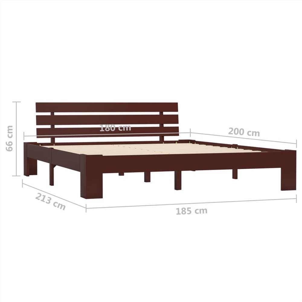 Bed Frame Dark Brown Solid Pine Wood 180x200 cm 6FT Super King