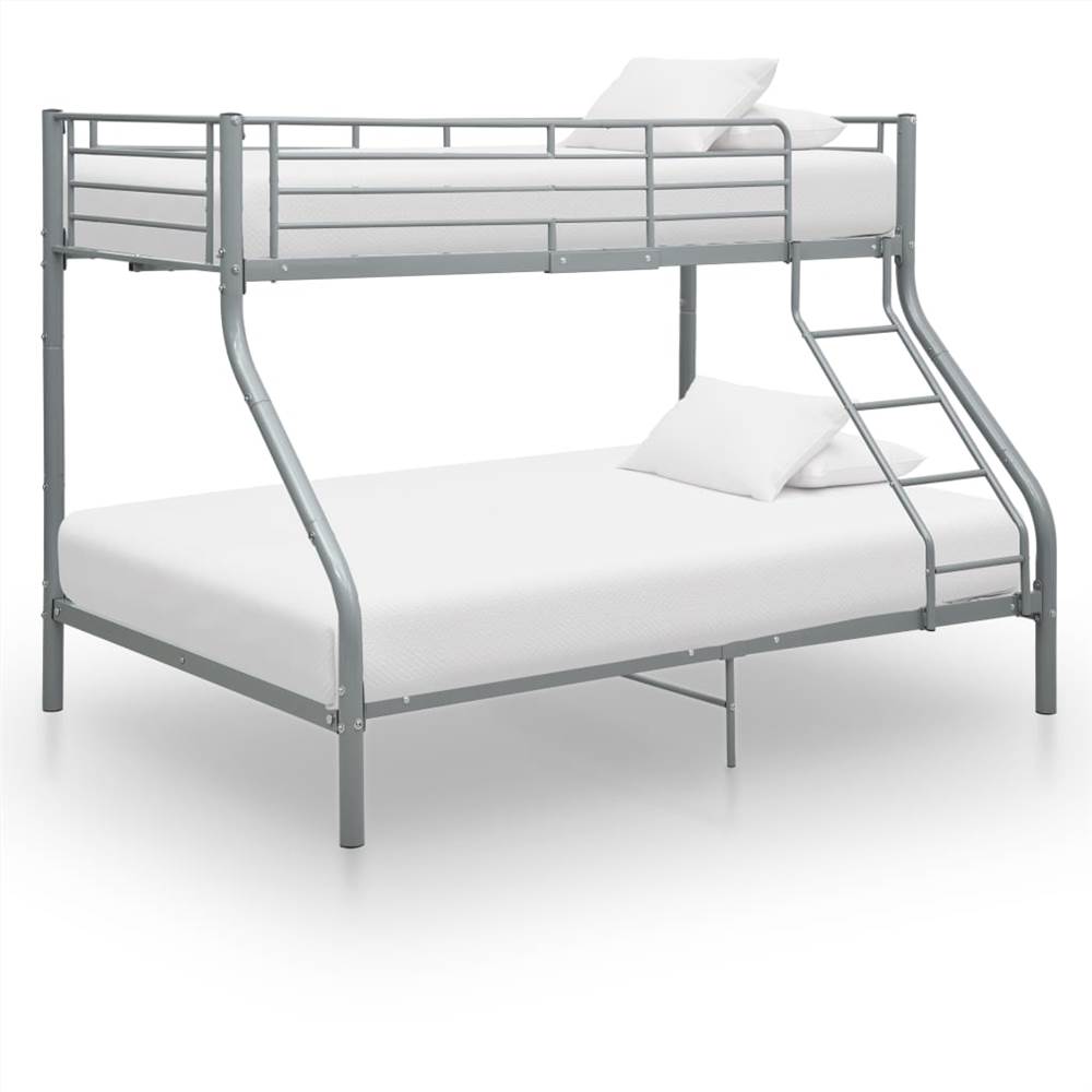 Bunk Bed Frame Grey Metal 140x200 Cm, Metal Frame Bunk Beds