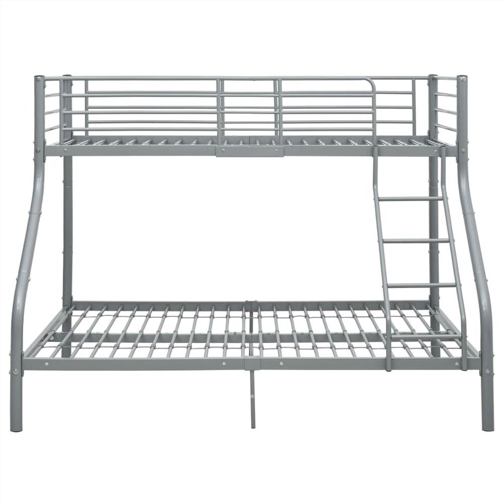 Bunk Bed Frame Grey Metal 140x200 cm/90x200 cm