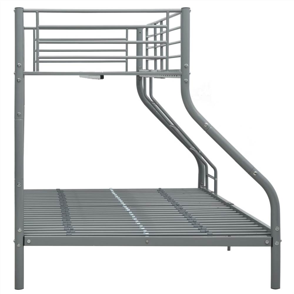 Bunk Bed Frame Grey Metal 140x200 cm/90x200 cm