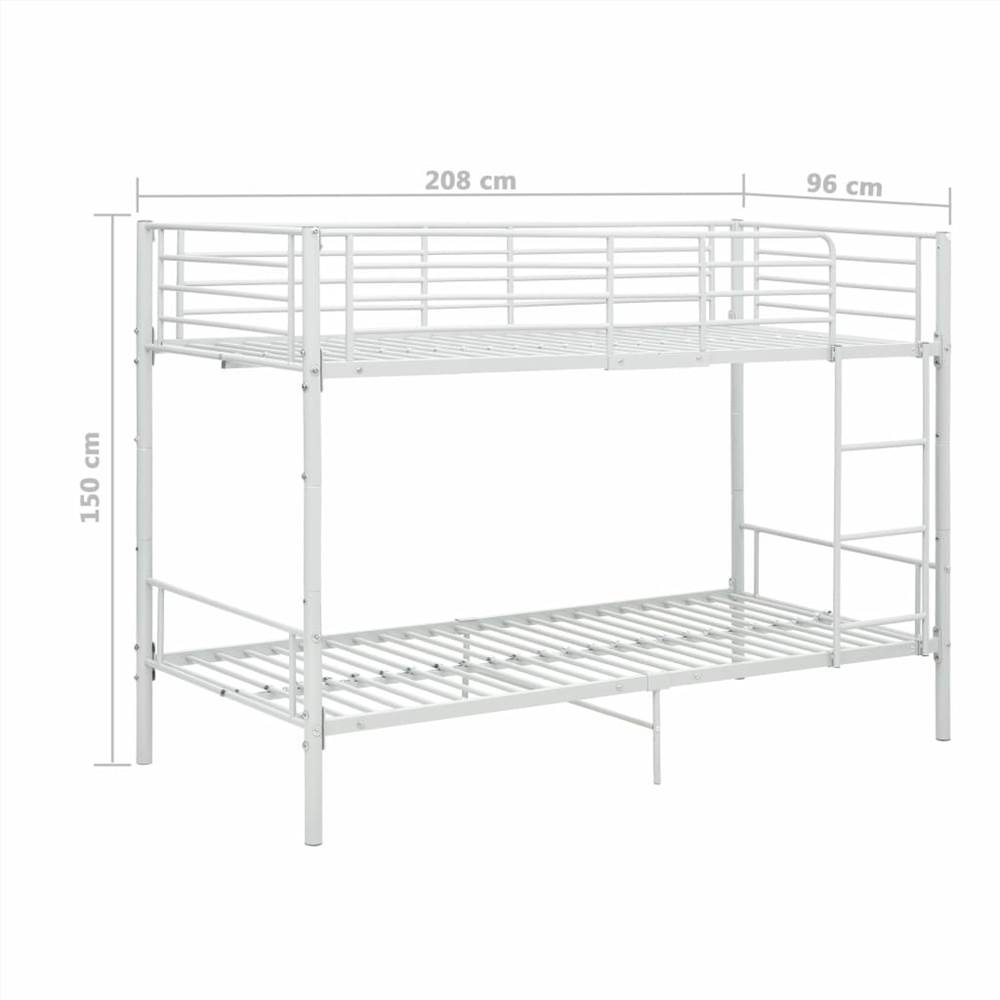Bunk Bed White Metal 90x200 cm