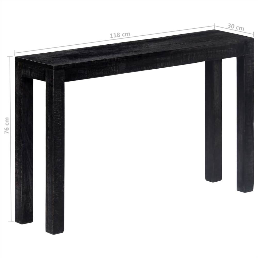 Console Table Black 118x30x76 cm Solid Mango Wood