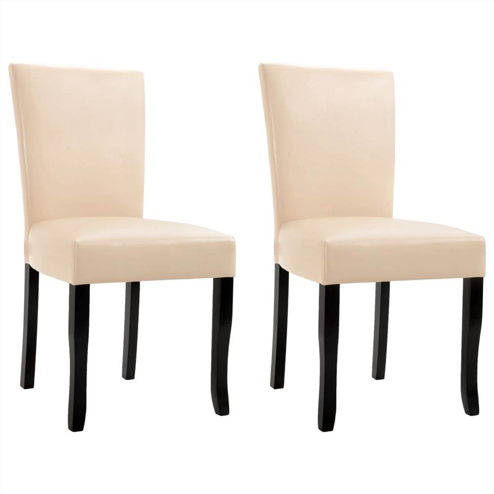 Dining Chairs 2 Pcs Cream Faux Leather, Cream Leather Chairs Dining