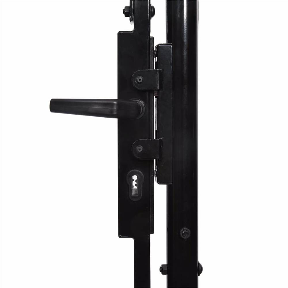 Fence Gate Double Door With Spike Top Steel 3x1.75 M Black 10 Fence Gate Double Door with Spike Top Steel 3x1.75 m Black