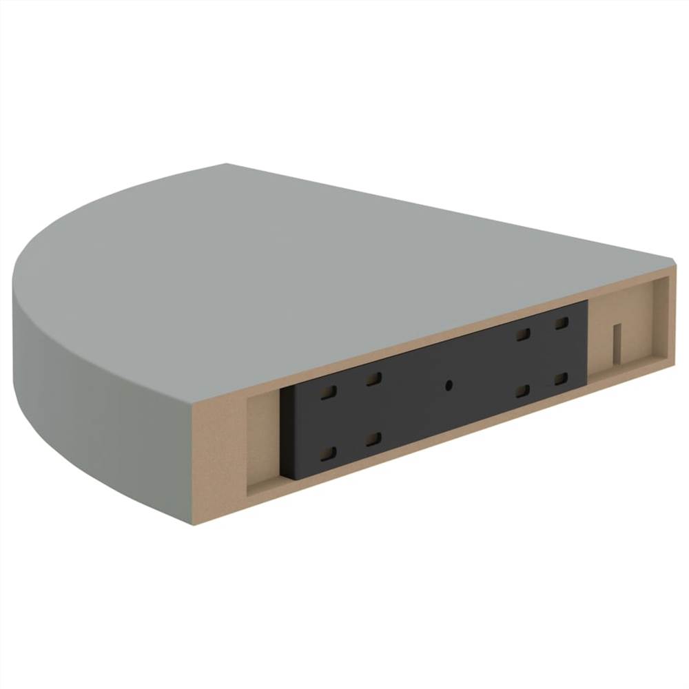 Floating Corner Shelf Grey 25x25x3.8 cm MDF