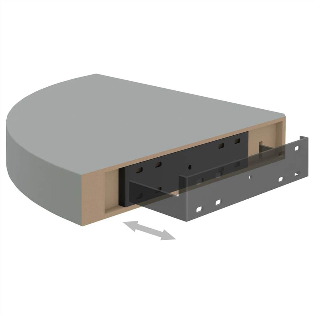 Floating Corner Shelf Grey 25x25x3.8 cm MDF