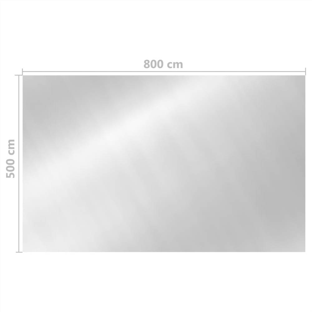 Floating Rectangular PE Solar Pool Film 8x5 m Silver