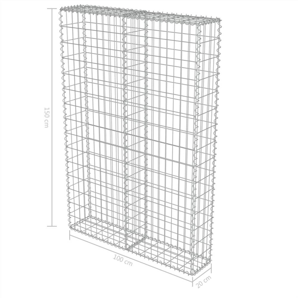Gabion Wall with Covers Galvanised Steel 100x20x150 cm