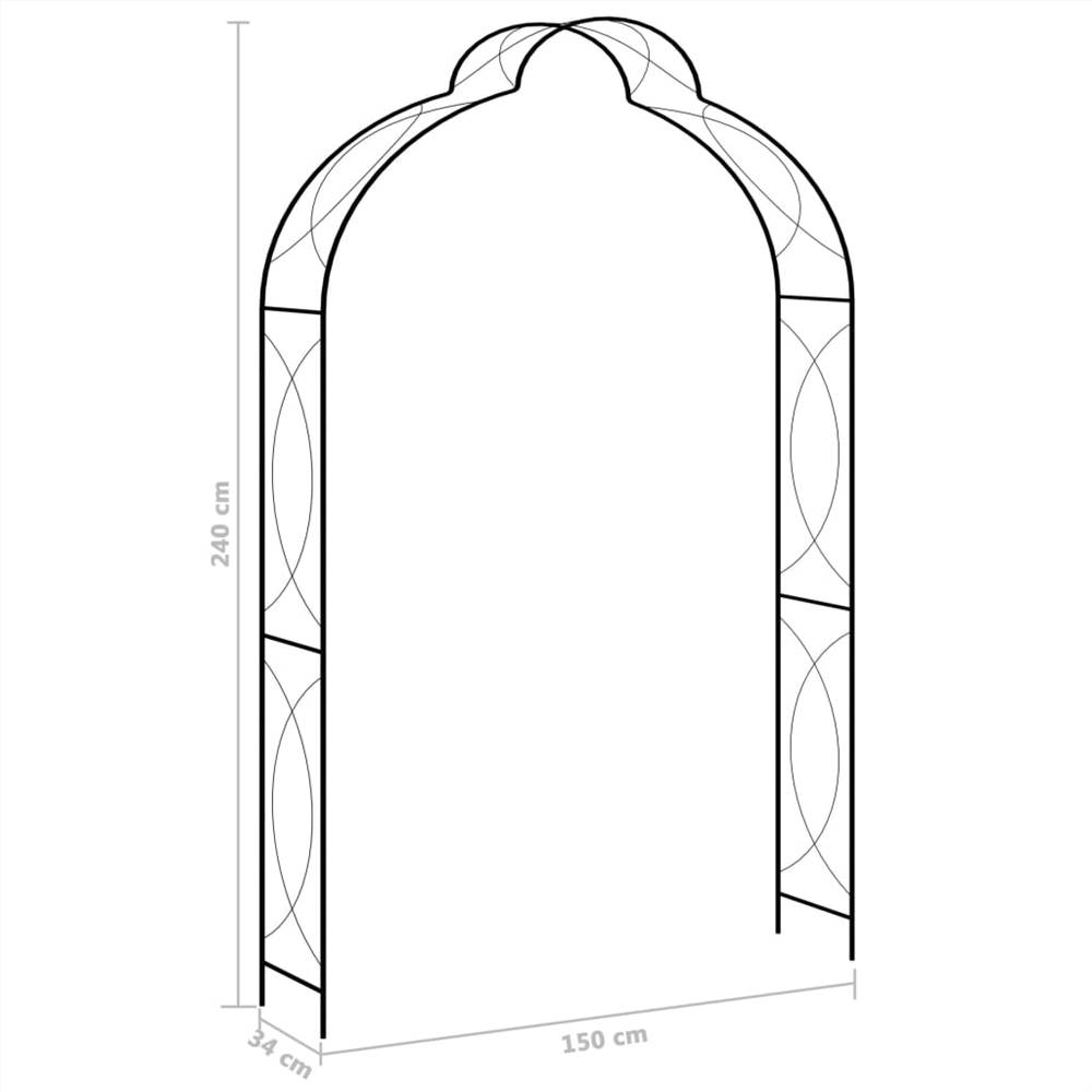 Garden Arch Black 150x34x240 cm Iron