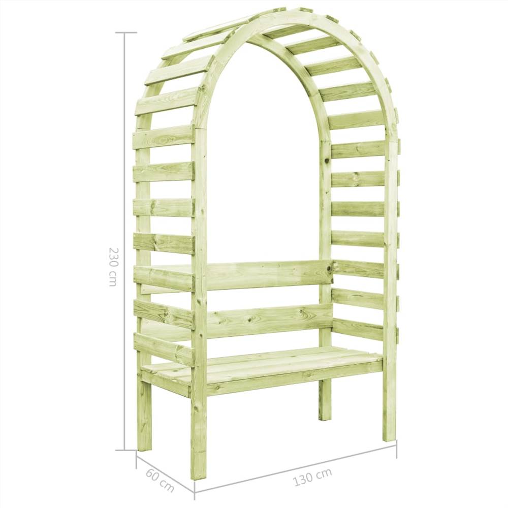 Garden Pergola with Bench 130x60x230 cm Impregnated Pinewood