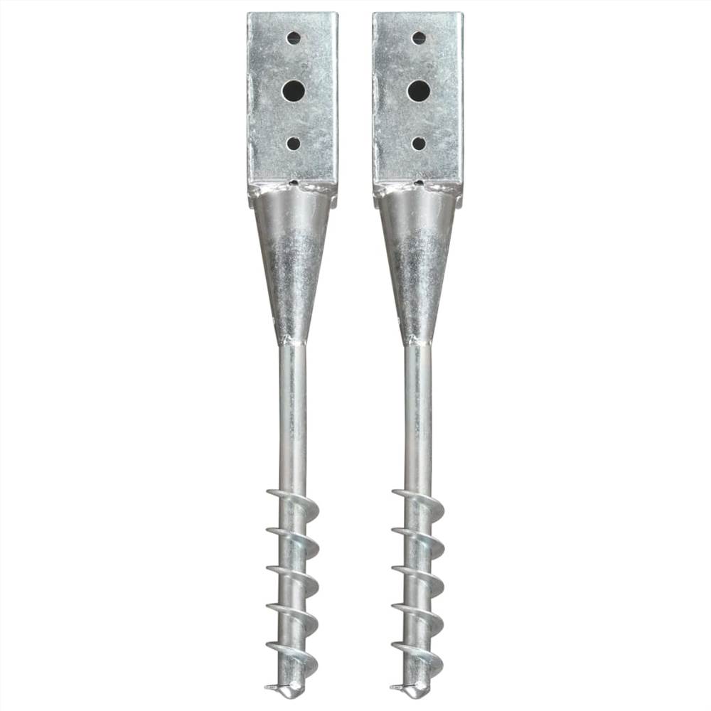 Ground Spikes 2 pcs Silver 7x7x56 cm Galvanised Steel