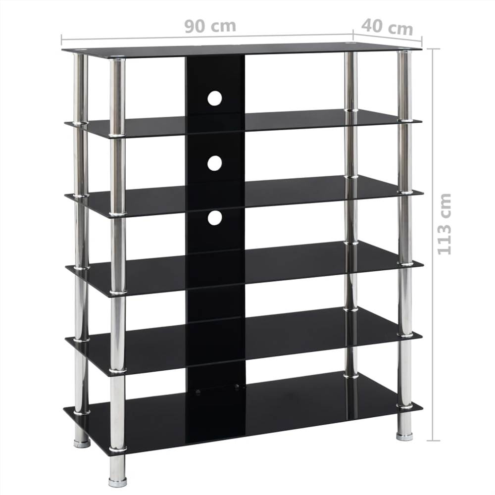 HiFi Stand Black 90x40x113 cm Tempered Glass