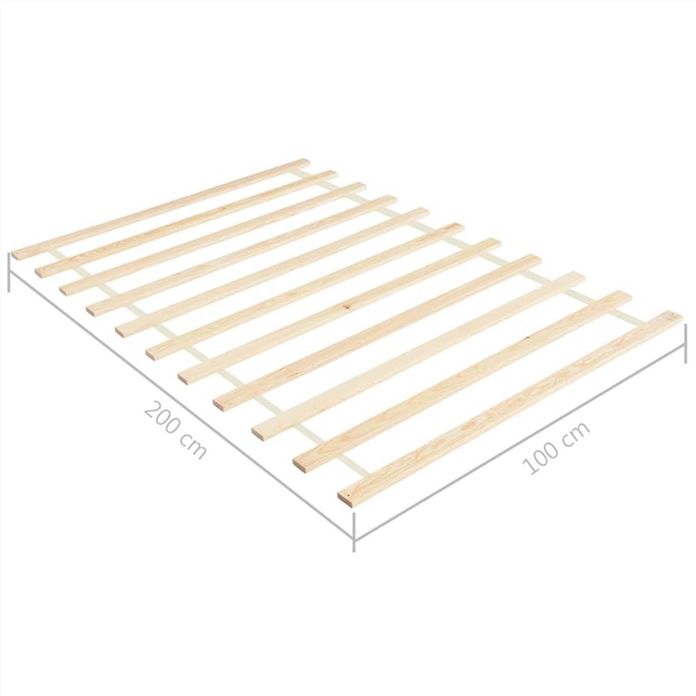 Roll-up Bed Base with 11 Slats 100x200 cm Solid Pinewood