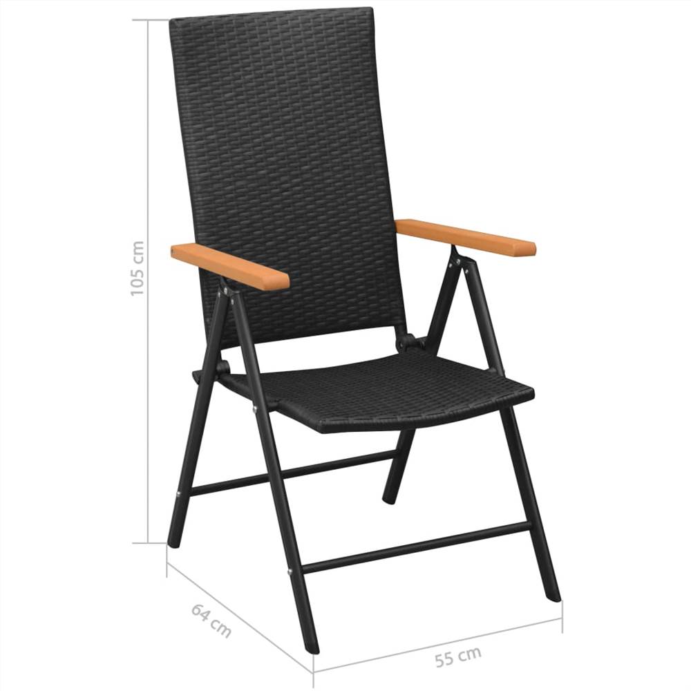 Stackable Garden Chairs 2 pcs Poly Rattan Black
