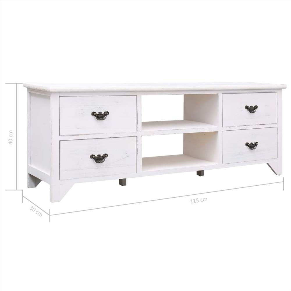 TV Cabinet Antique White 115x30x40 cm Wood