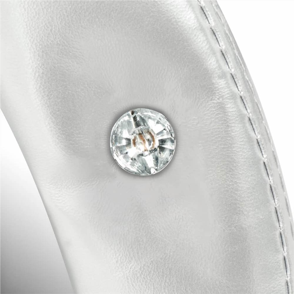 Wall Mirror Artificial Leather 80 cm Glossy Silver