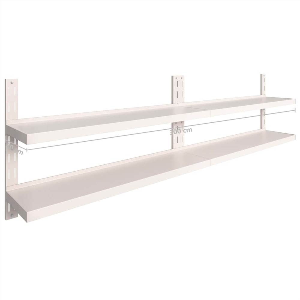 2-Tier Floating Wall Shelves 2 pcs Stainless Steel 300x30 cm