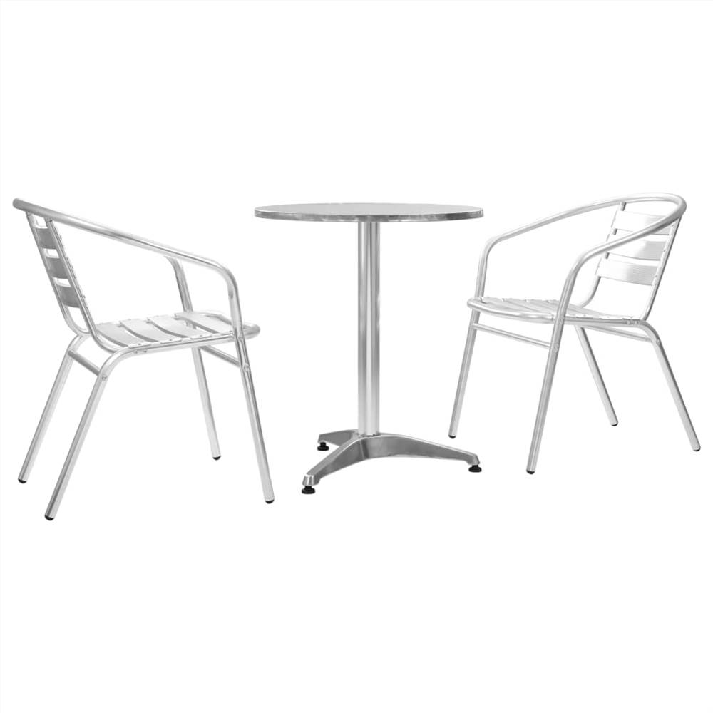 3 Piece Bistro Set Aluminium Silver