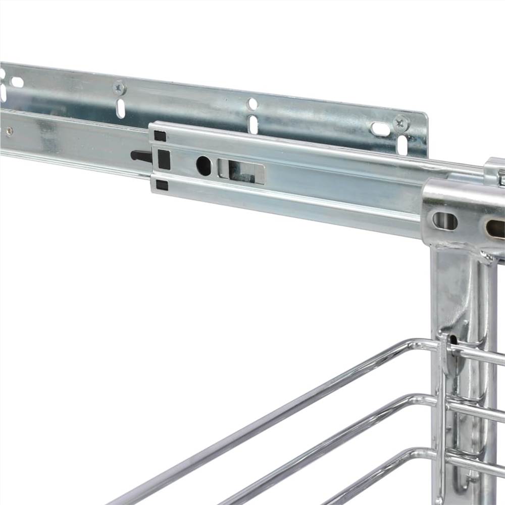 3-Tier Pull-out Kitchen Wire Basket Silver 47x25x56 cm