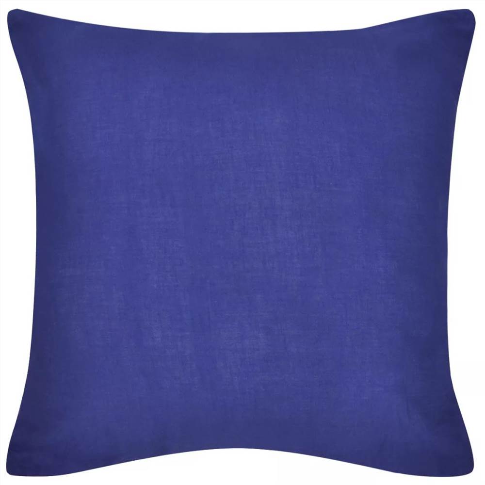 4 Blue Cushion Covers Cotton 80 x 80 cm