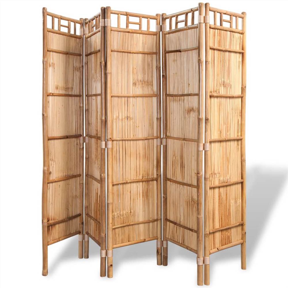 5-Panel Room Divider Bamboo 200x160 cm