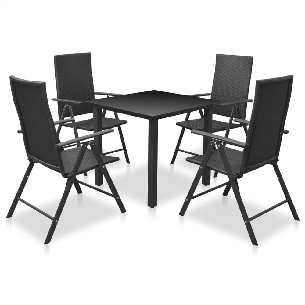 5 Piece Outdoor Dining Set Aluminium and Poly Rattan