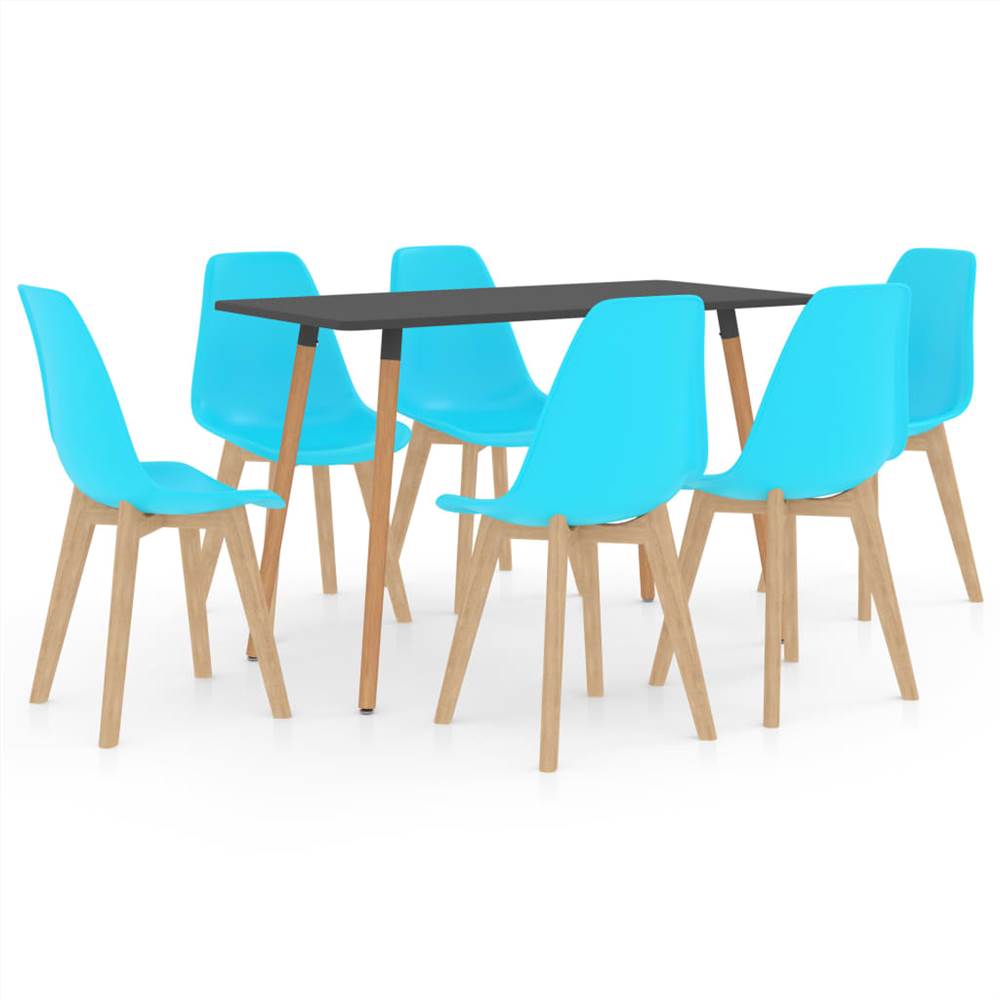 7 Piece Dining Set Blue