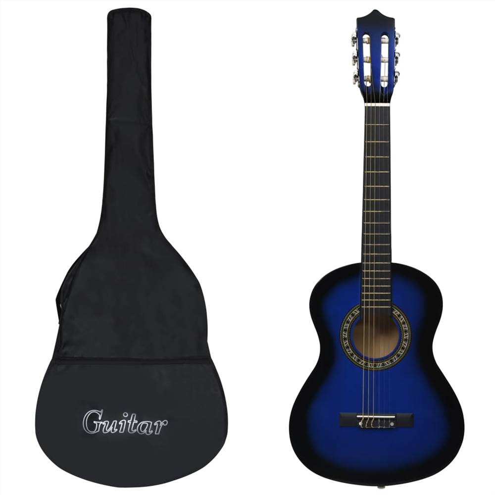 8 Piece Classical Guitar Beginner Set Blue 1/2 34"