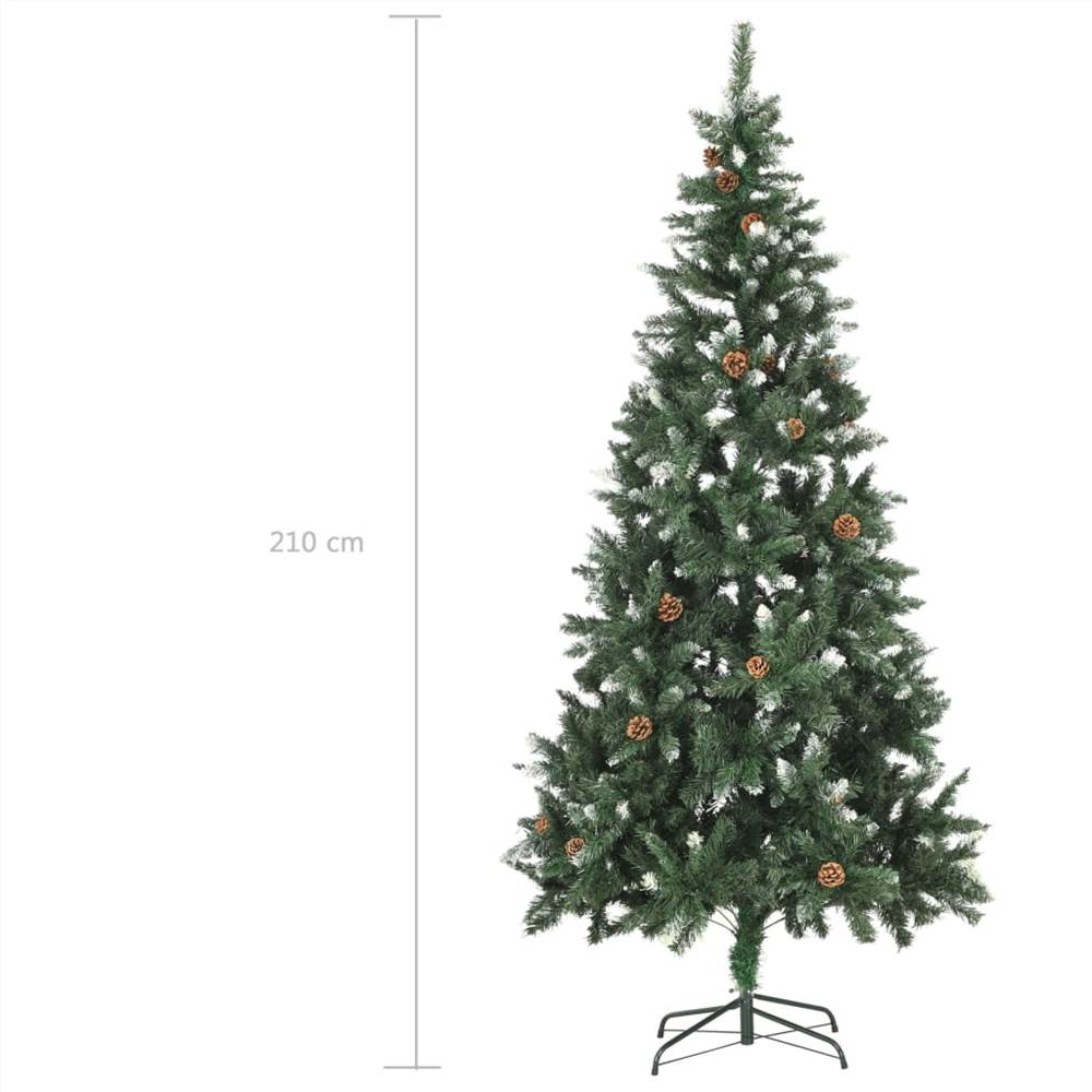 Artificial Christmas Tree with Pine Cones and White Glitter 210 cm