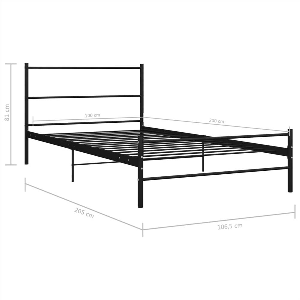 Bed Frame Black Metal 100x200 cm