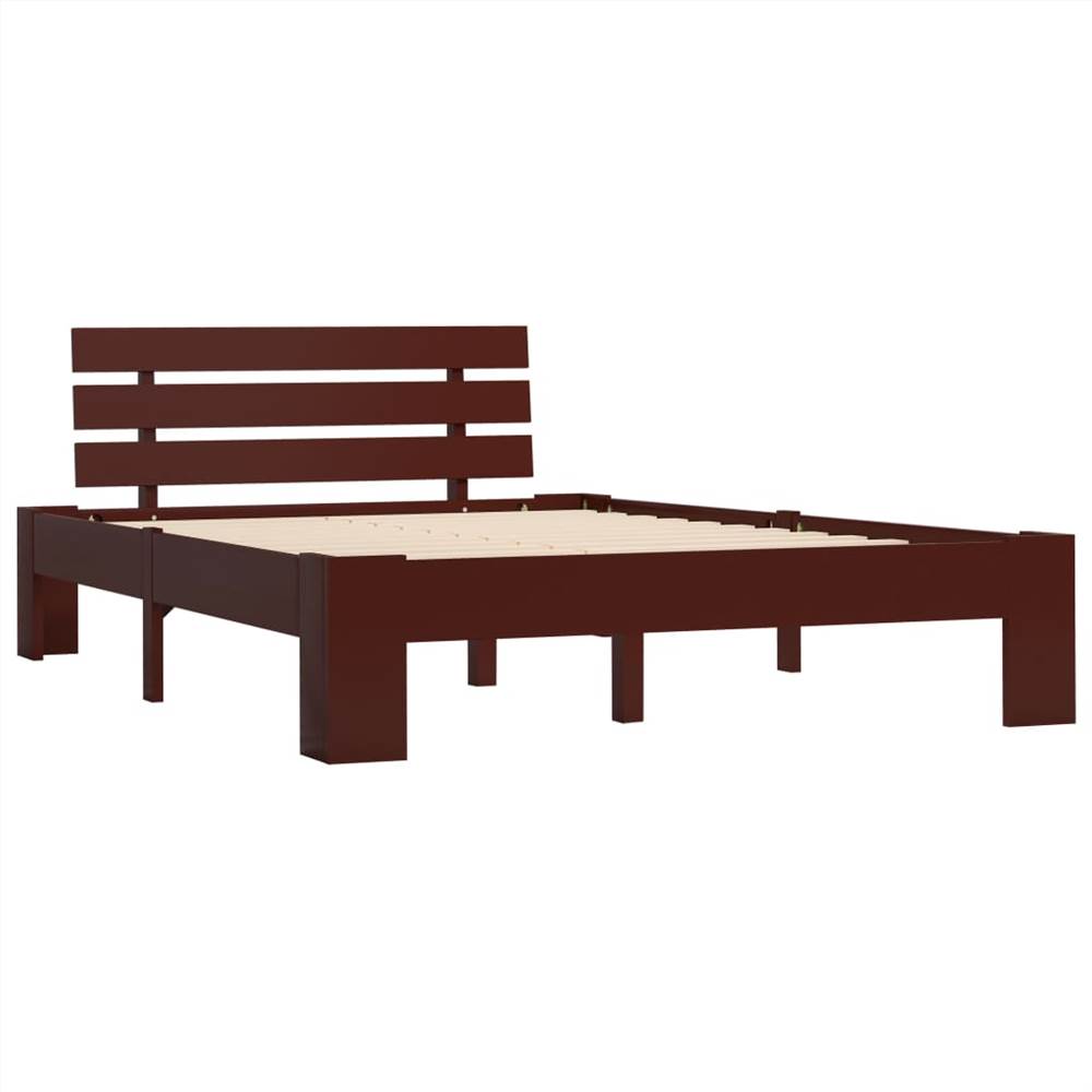 Bed Frame Dark Brown Solid Pine Wood 120x200 cm