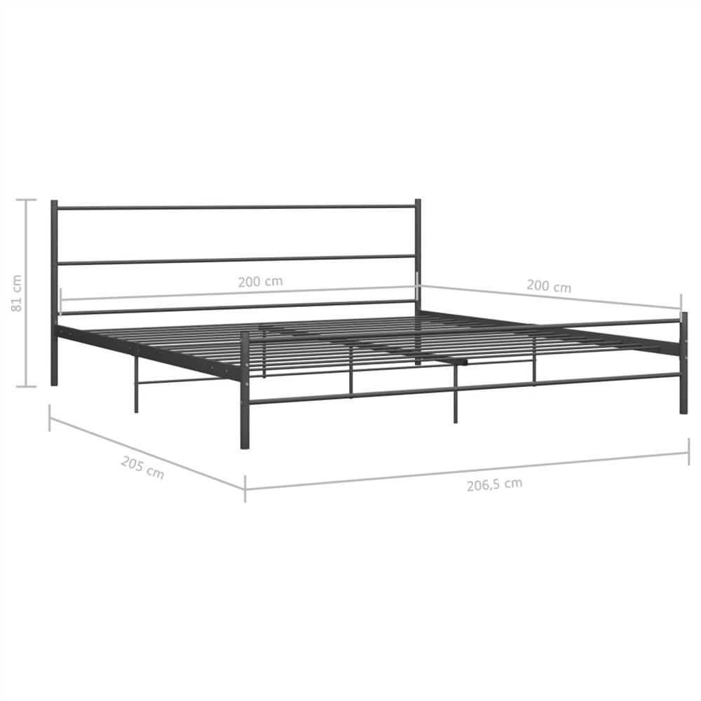 Bed Frame Grey Metal 200x200 cm