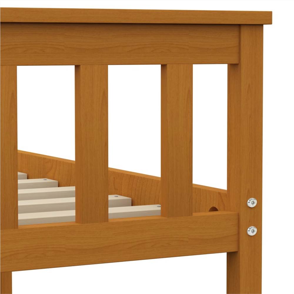 Bed Frame Honey Brown Solid Pinewood 135 x 190 cm