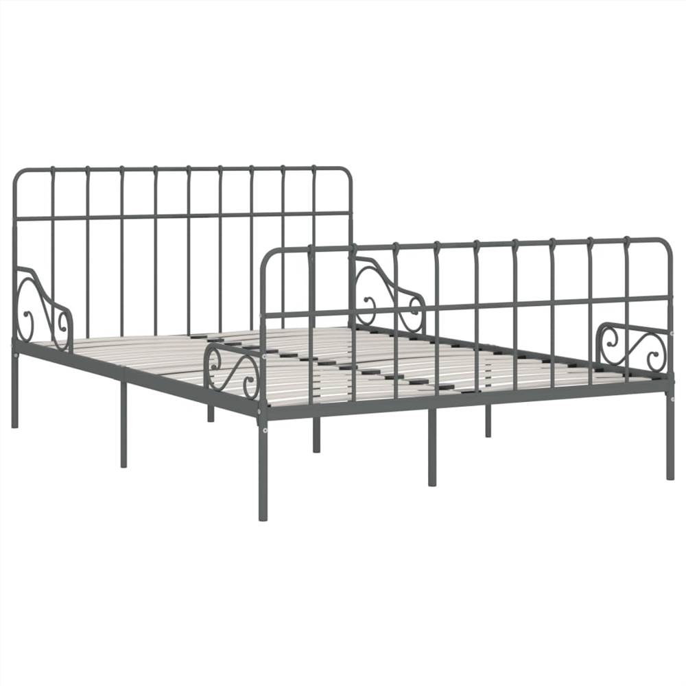 Bed Frame with Slatted Base Grey Metal 140x200 cm
