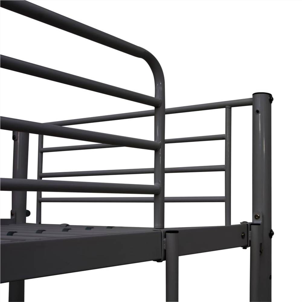 Bunk Bed with Table Frame Grey Metal 90x200 cm