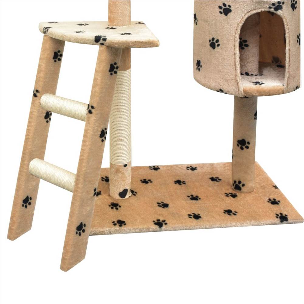 Cat Tree with Sisal Scratching Posts 150 cm Paw Prints Beige