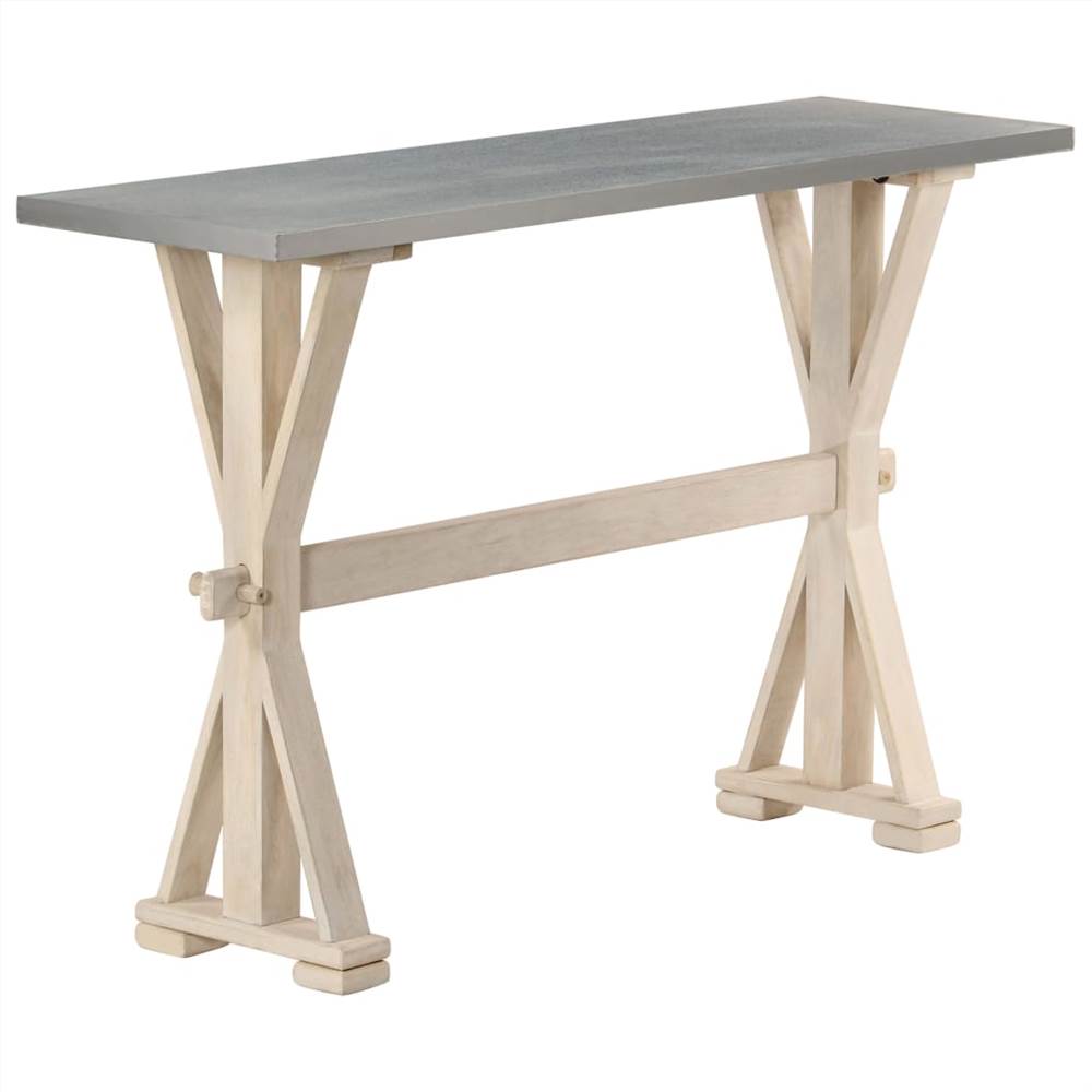 Console Table with Zinc Top 118x35x76 cm Solid Mango Wood