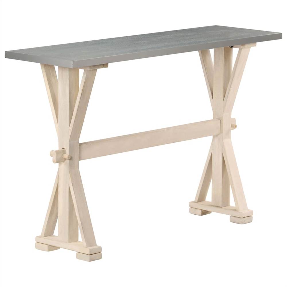 Console Table with Zinc Top 118x35x76 cm Solid Mango Wood