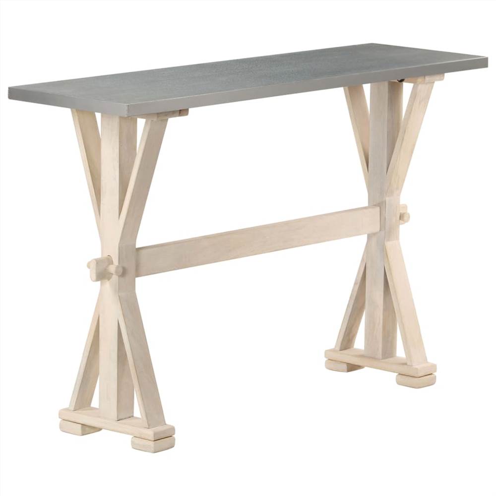 Console Table with Zinc Top 118x35x76 cm Solid Mango Wood